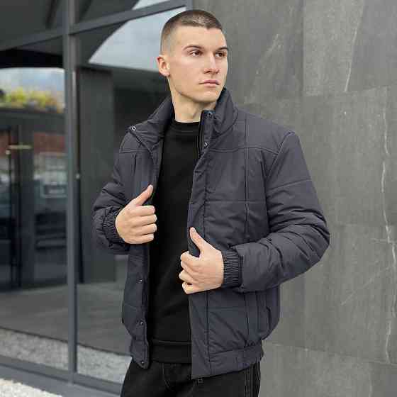 Темно-серая мужская куртка демисезонная без капюшона Pobedov Axmont Киев