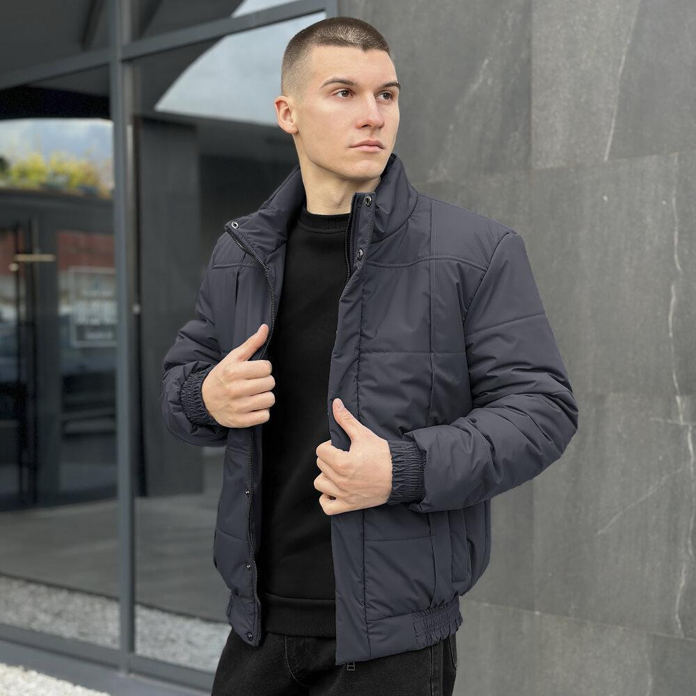 Темно-серая мужская куртка демисезонная без капюшона Pobedov Axmont Киев - изображение 4