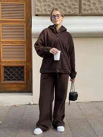 Женский теплый базовый костюм двойка из двухстороннего флиса. Шоколад, 46/48 Одесса