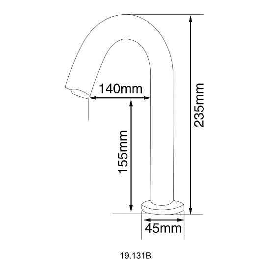 Кран сенсорний для умив-ка HOTEC 19.131B-DC/AC (220V/6V),висота 235мм,з трансформатором,латунь Cold Луцк