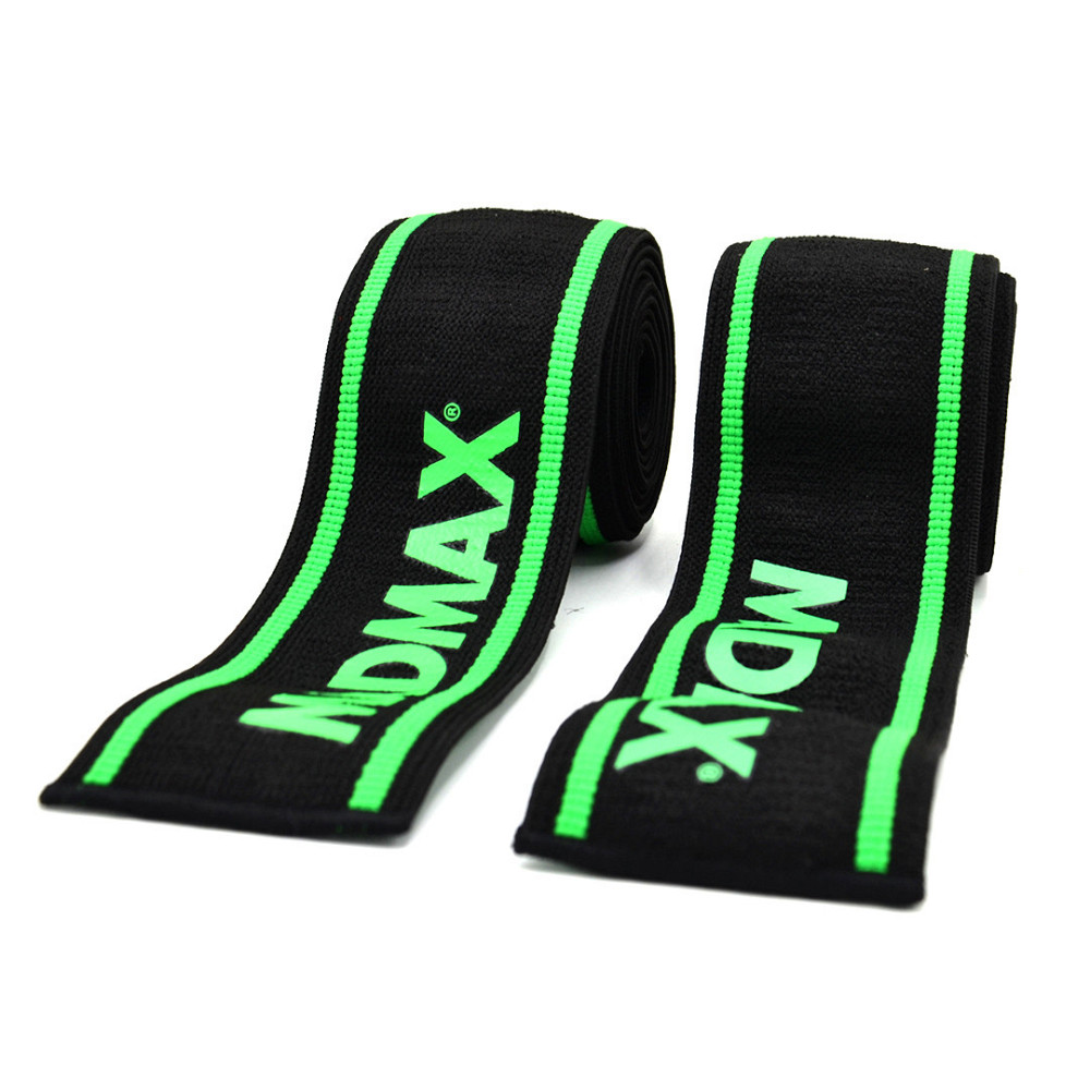 Бинти на коліна MadMax MFA-299 Non slide & slip knee wraps 2.0m Black/Green Луцк - изображение 4