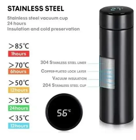 Термос с LED индикатором температуры сенсорный, 500 m | Умный термос с датчиком индикатором температуры 500 мл Коломия - фото 8