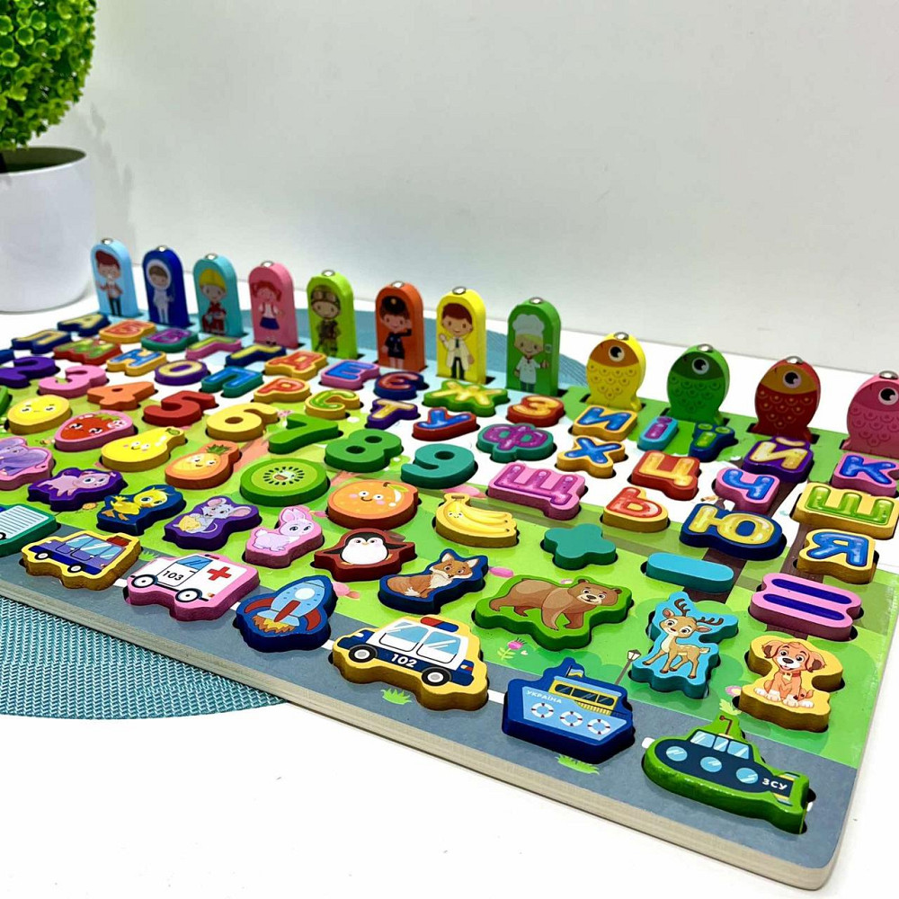 Дошка логічна WToys математичний+фруктовий сортер транспорт букви магнітна рибалка (C 62746) Чернігів - фото 1