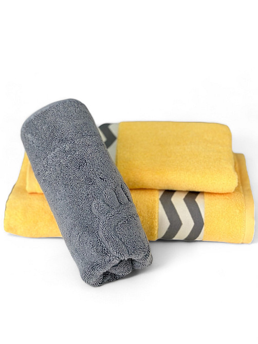Комплект махровых полотенец с дизайном + коврик для ног Ideal Textile Жовтий Черновцы - изображение 7