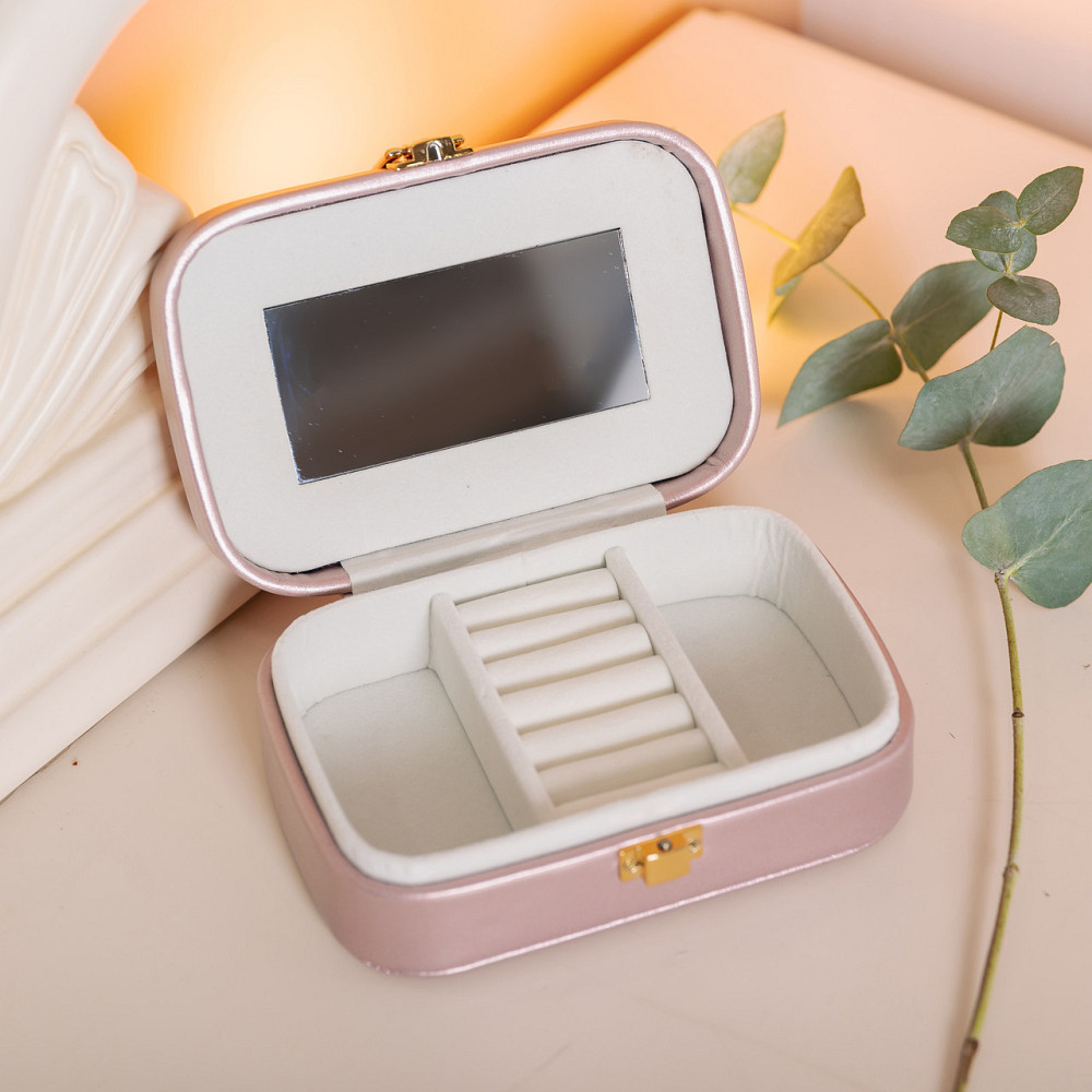 Yiwu Скринька для прикрас з еко шкіри 20×14×7 см із дзеркалом органайзер для ювелірних виробів Коломыя - изображение 5