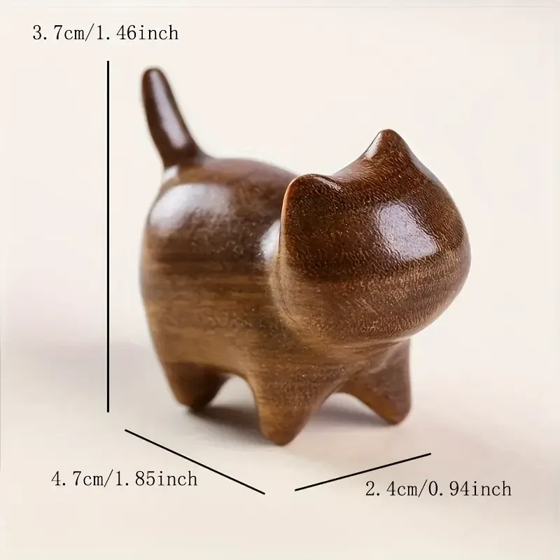 Фігурка чорного кота з сандалового дерева — дерев’яний сувенір, талісман, декор Київ - фото 3