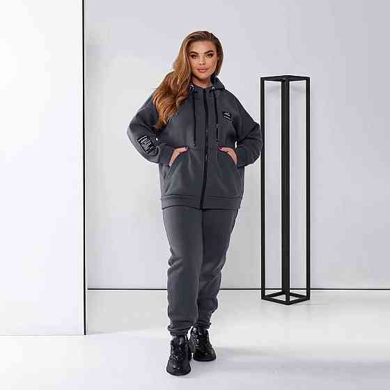 Женский спортивный костюм c нашивками Walker батал 54-56, Графит Киев