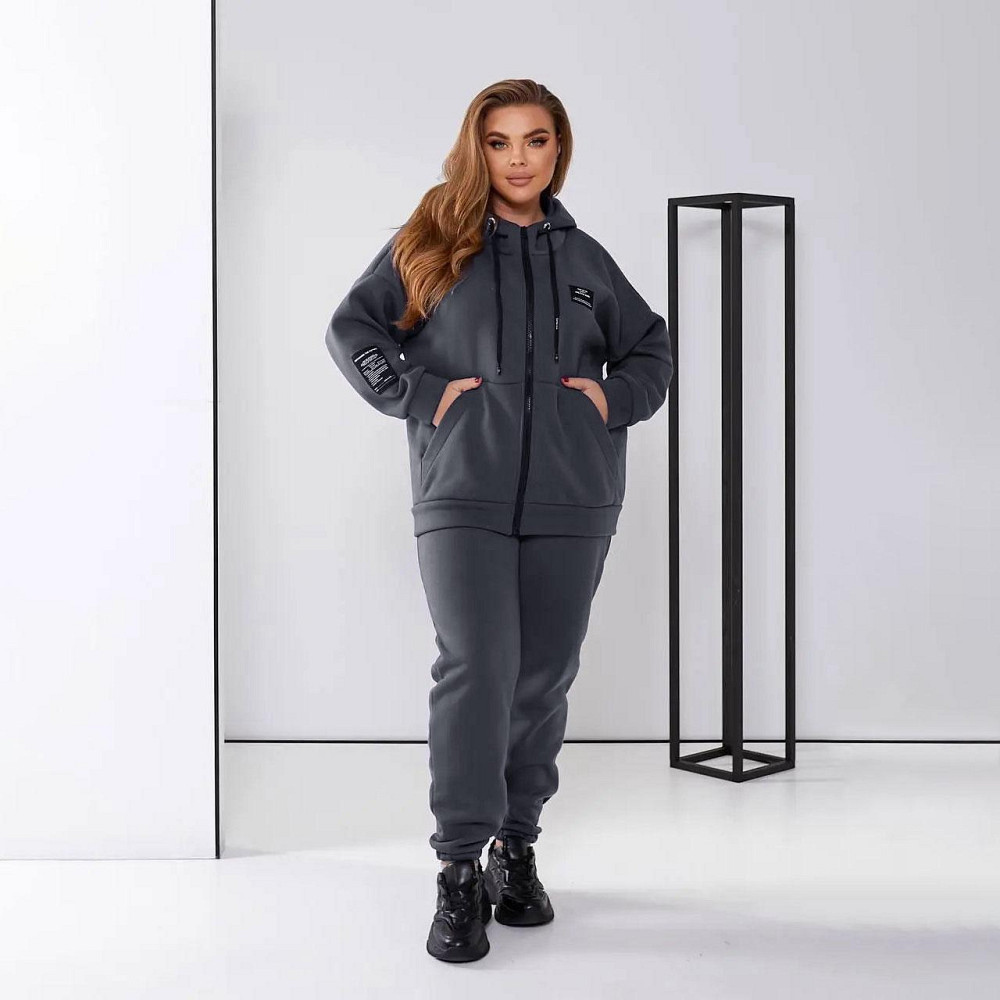 Жіночий спортивний костюм з нашивками "Walker" оптом | Батал Графіт, 54-56 Київ - фото 4