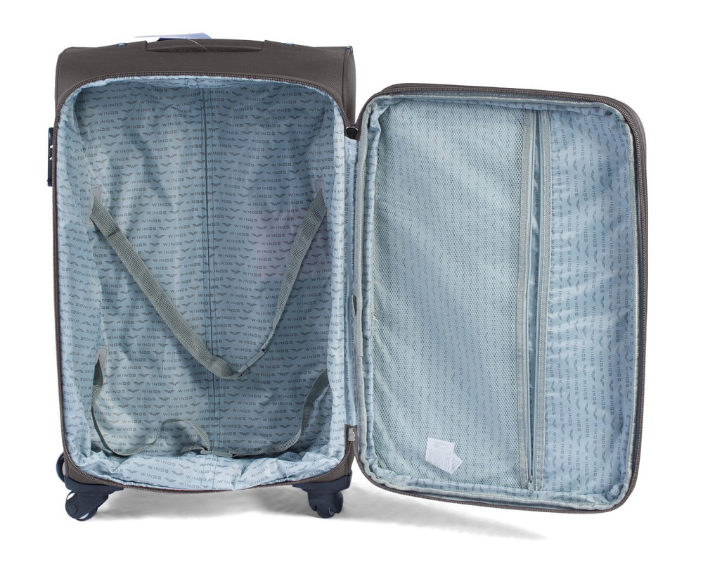 Валіза тканинна WINGS 1706 мала 55 см коричнева 4 колеса Київ - фото 5