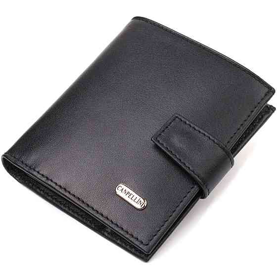 Модний чоловічий гаманець з натуральної гладкої шкіри CANPELLINI 21727 Чорний Київ