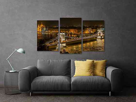 Модульная картина в гостиную / спальню Місто в ночі Art-591_3 100x150 см Киев