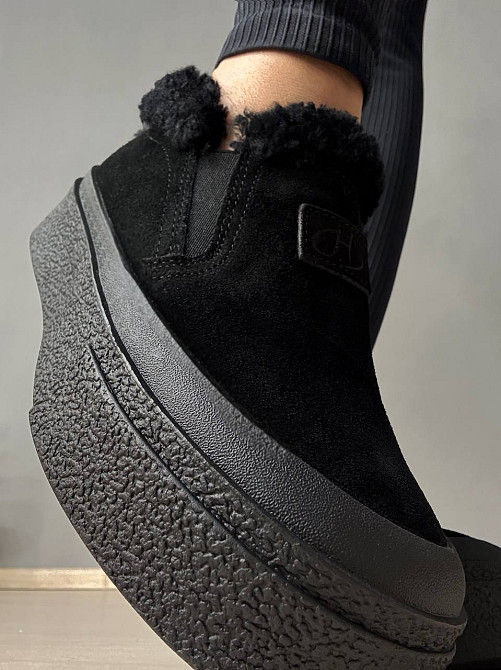 Ботинки женские Hengji 660-1 замшевые кеды на меху черные, 36, 23 см Киев - изображение 9