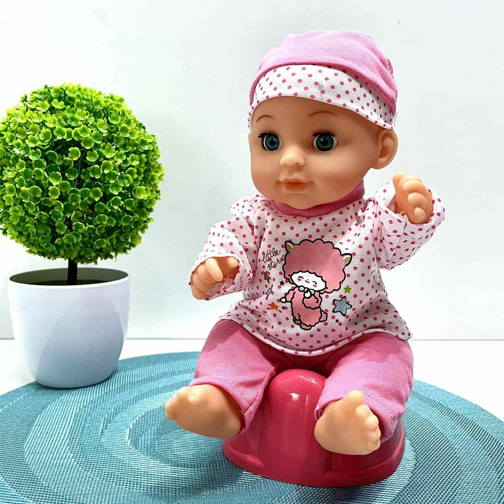 Пупс функціональний висота 28см п'є з пляшечки музика 5 пісень аксесуари Рожевий (M 5932 I UA) Чернігів - фото 6