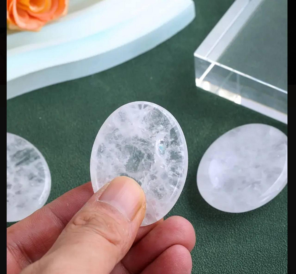 Чистий кварц камінь антистрес, Натуральний овальний камінь чистого кварцу для медитації, зняття стре Київ - фото 2