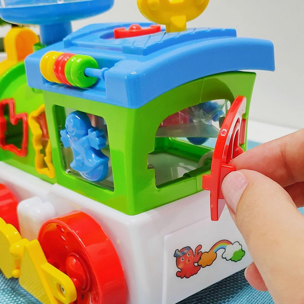 Паровоз розвиваючий TK Group озвучка на батарейках пищалка на трубі підсвічування Зелено-синій (93866) Чернігів - фото 3