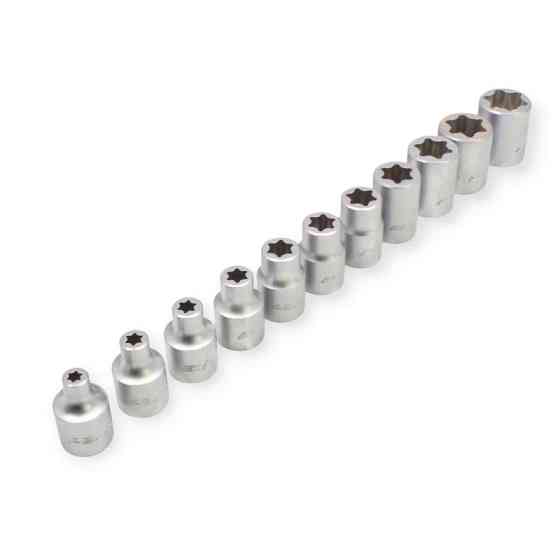 Набір головок TORX 3/8" 11 шт., E6-E20 CrV плоский зріз (планка) Мукачево