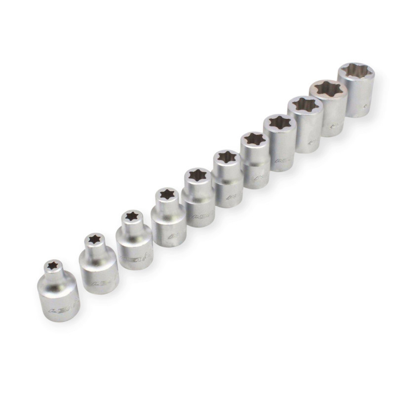 Набір головок TORX 3/8" 11 шт., E6-E20 CrV плоский зріз (планка) Мукачево - фото 2