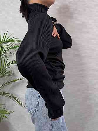 Стильний жіночий під горло светр із ланцюжком щільна ангора рубчик на фліс Чорний, 48/50 Одеса