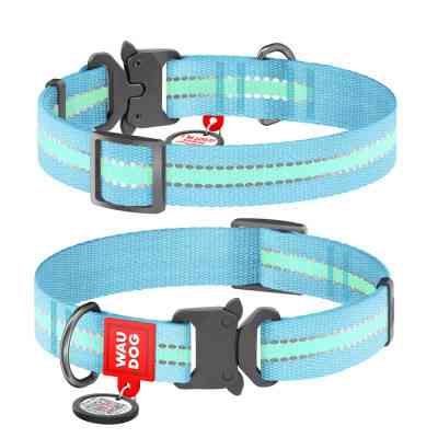 Ошейник для животных WAUDOG Nylon с QR паспортом металлическая пряжка-фастекс Ш 20 мм Д 28-40 см голубой (52132) Винница