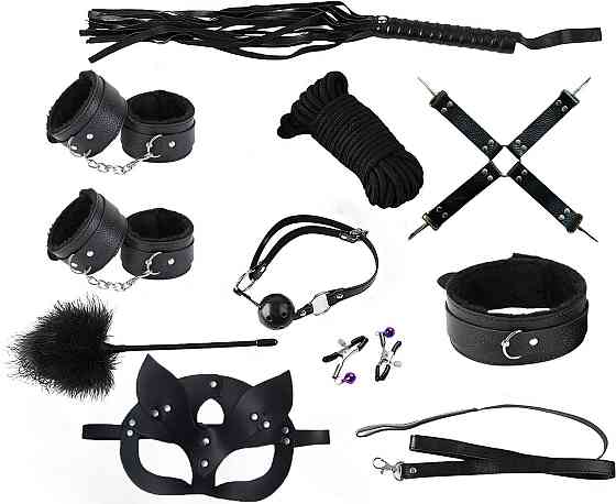 БДСМ набір (Бандажний набір) з 10 предметів - Чорний - Садо-мазо Вінниця