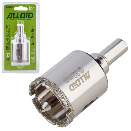 Свердло корончате алмазне по склу та кераміці 32мм з центрувальним свердлом Alloid Одеса - фото 1