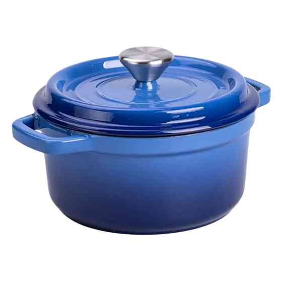 Каструля чавунна емальована 2 л з кришкою Ø20 см Синя HP-1-2BL Коломия