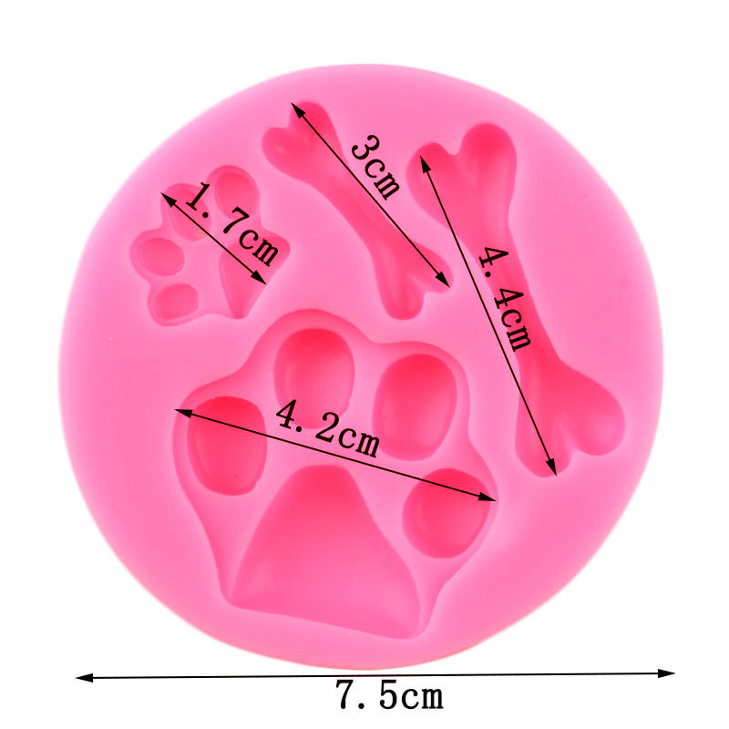 Молд силиконовый Следы собачьи и косточки 75 мм розовый Киев - изображение 2