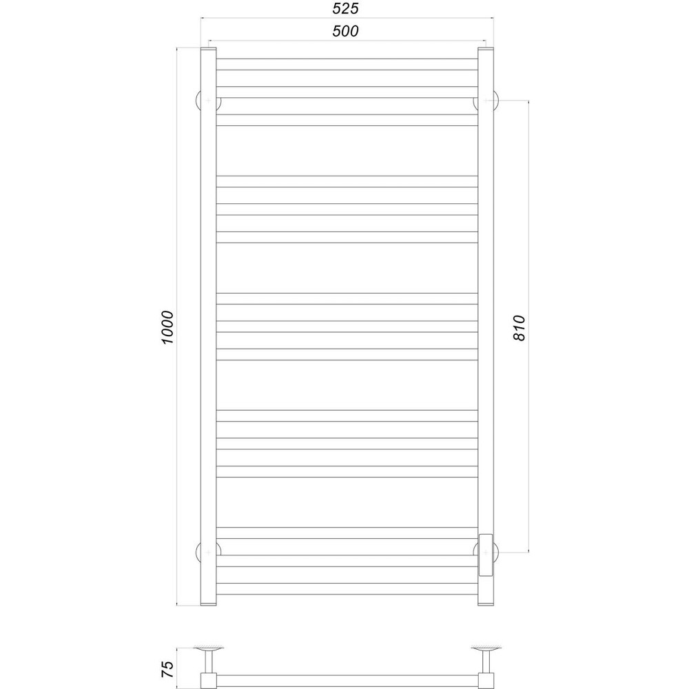Полотенцесушитель UNIO MS EU 1000-500-15 BLK Модена электро черный (000022548) Киев - изображение 4