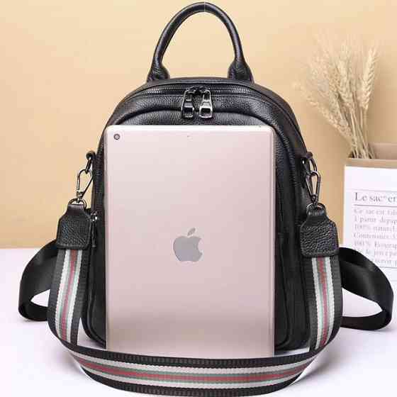 Жіноча шкіряна сумка наплічна міська 21х28х13, рюкзак для кожного дня, чорни Київ