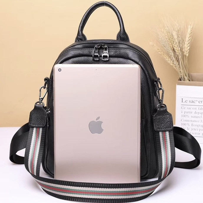 Жіноча шкіряна сумка наплічна міська 21х28х13, рюкзак для кожного дня, чорни Київ - фото 3