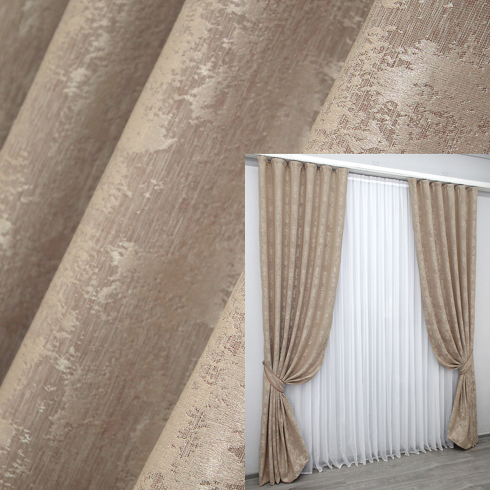 Комплект готових штор VR-Textil Жакард Sultan YL № 1290ш Бежево-пудровий 100х270 см 2 шт (31-564) Київ - фото 1