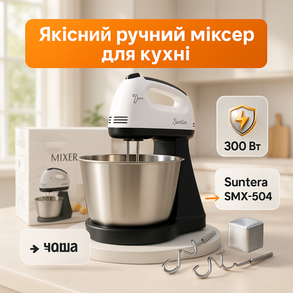 Міксер зі швидкостями і насадками, Ручний міксер з насадками ручний для змішування і збивання YB-10 Львів - фото 11