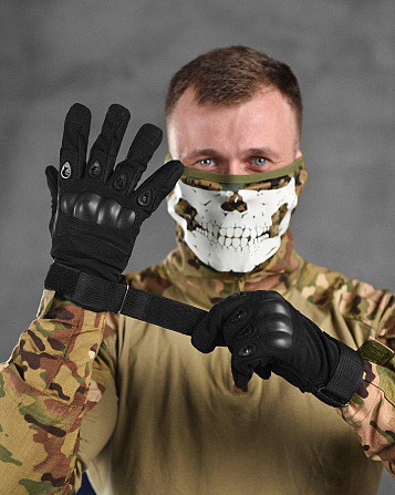 Перчатки тактичні чоловічі чорний зі вставками на липучці Одеса - фото 1