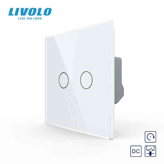Сенсорна кнопка 2 сенсора 12/24В Livolo білий скло (VL-FC2HC-2WP) Коломыя