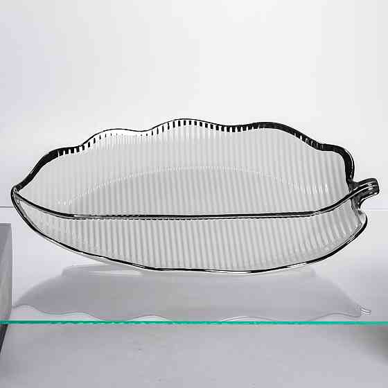 Yiwu Порцелянова менажниця «Листок» з чорним обідком 2 секції 35,5 см Коломия