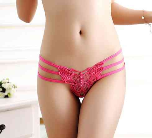 Стрінги з метеликом малинові - розмір 42-44, по бокам резинка Київ
