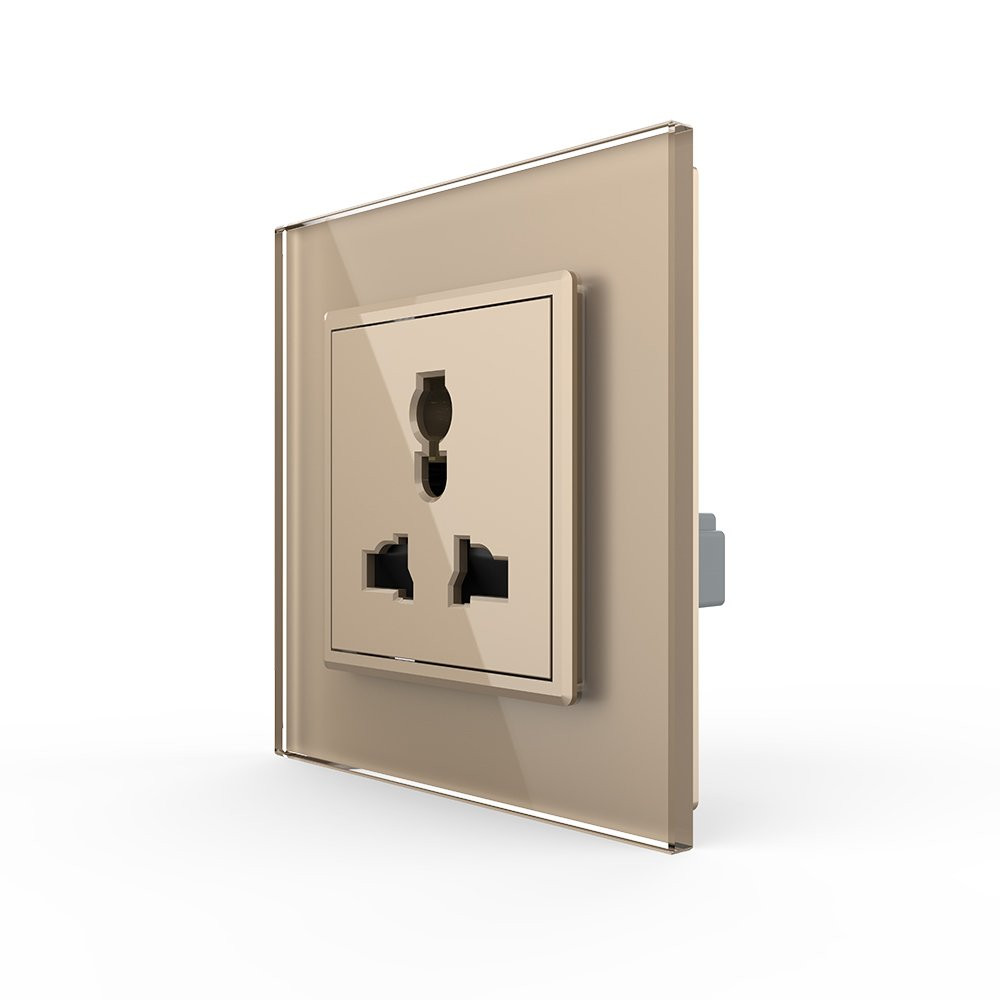 Розетка універсальна 12 стандартів в 1 Livolo золото скло (VL-C7C1C-13) Коломыя - изображение 7