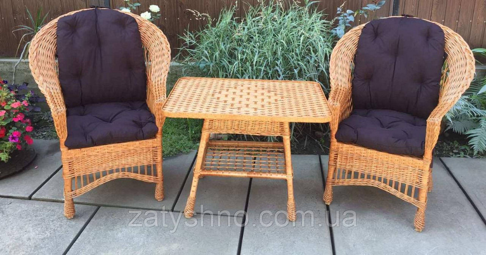 Мебель из лозы на 2 человек|  Мебель плетеная со столом | мебель садовая с подушками Киев - изображение 3