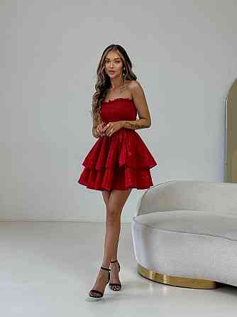 Женское романтическое праздничное платье люрекс диско Красный Одесса