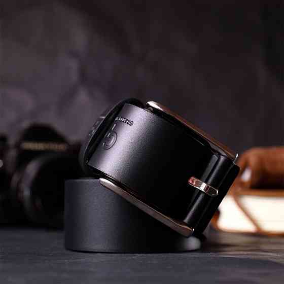 Якісний ремінь під джинси з натуральної шкіри Чорний (GRANDE PELLE) Київ