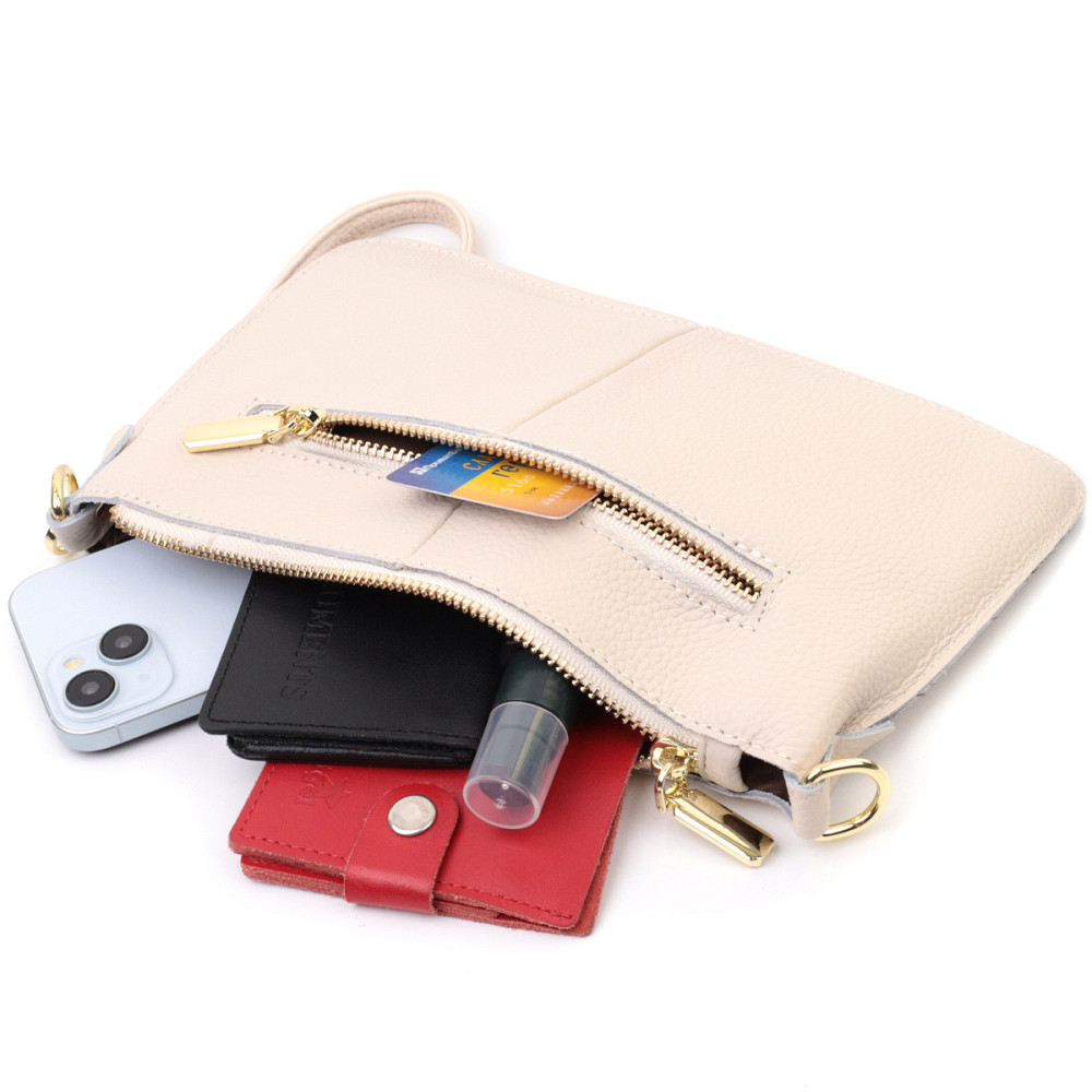 Женская сумка-клатч на лето с двумя ремнями из натуральной кожи Vintage 22648 Белая Киев - изображение 9