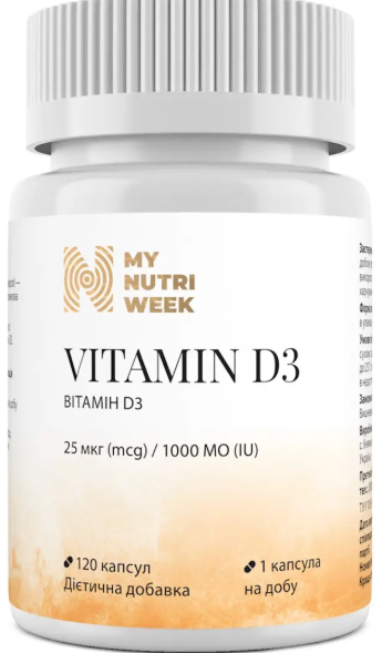 Витамин D3 My Nutri Week Vitamin D3 25 мкг 120 капс Киев - изображение 1