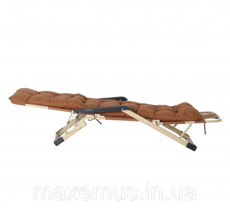 Раскладное кресло шезлонг туристический Bonro 178 см Садовый лежак пляжный шезлонг + подушка коричневый Мостиська - фото 10