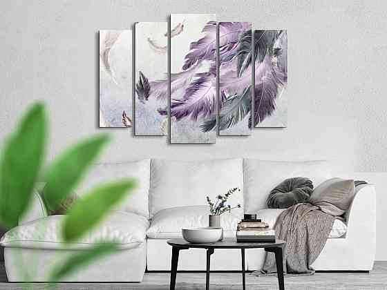 Модульна картина у вітальню / спальню Пір'я Art-482_5 ( 80х118см ) Київ