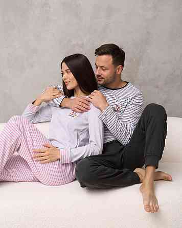 Чоловіча піжама з кофтою в смужку — Family look для пари Tom John 93482 M Київ