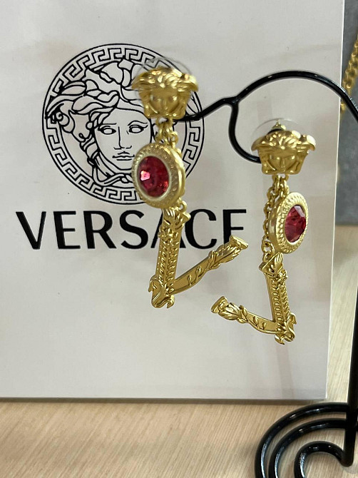 Версаче сережки / Versace сережки позолота, рожевий кристал Одеса - фото 4