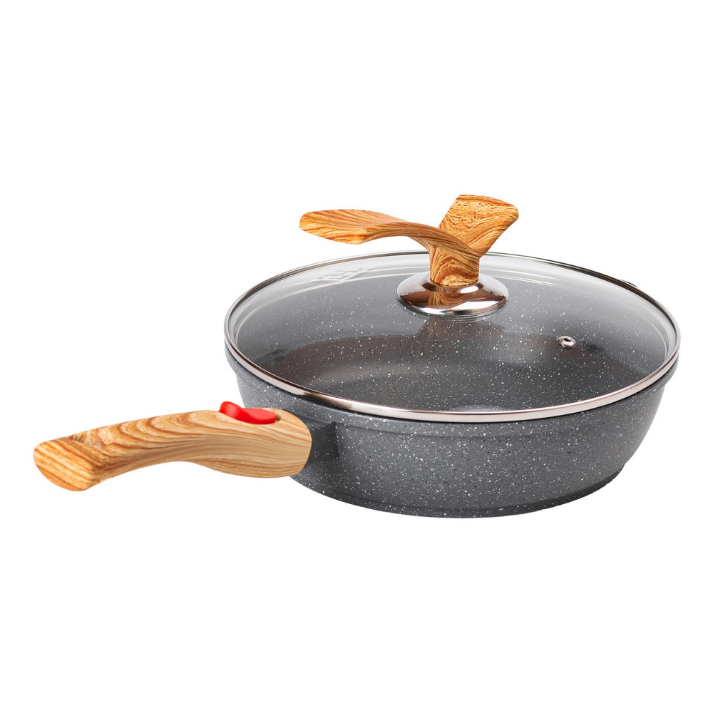 Глубокая сковорода с крышкой 24 см, алюминий, серая Киев - изображение 5