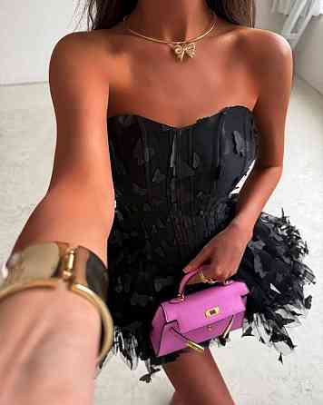 Жіноча романтична приваблива міні-сукня костюмна+фатін метелики(на підкладці) Одеса