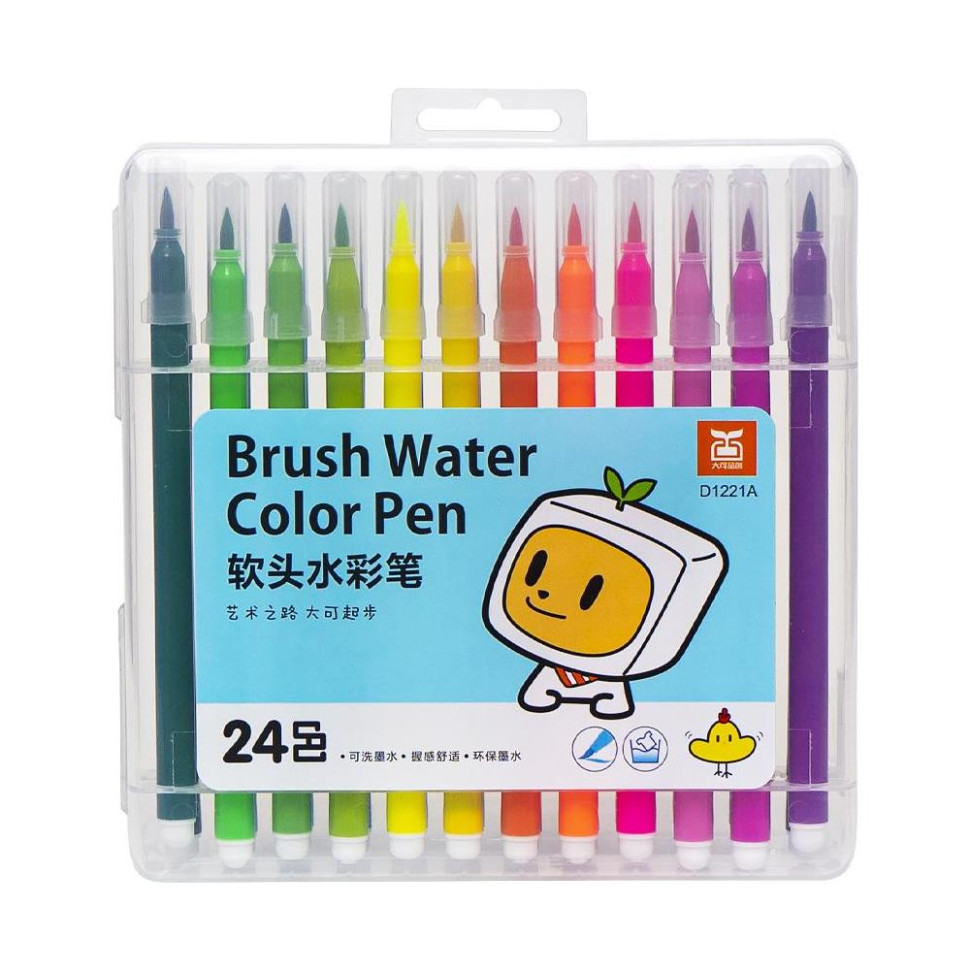 Фломастер - кисть 24 кольори 1221-24 у пластиковому боксі Вінниця - фото 1