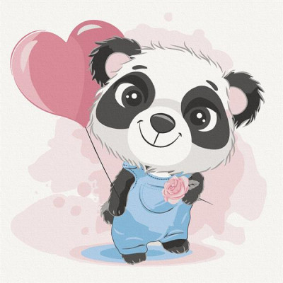 Картина по номерам ArtCraft Панда з кулькою 30х30 см (15534-AC) Вінниця - фото 1